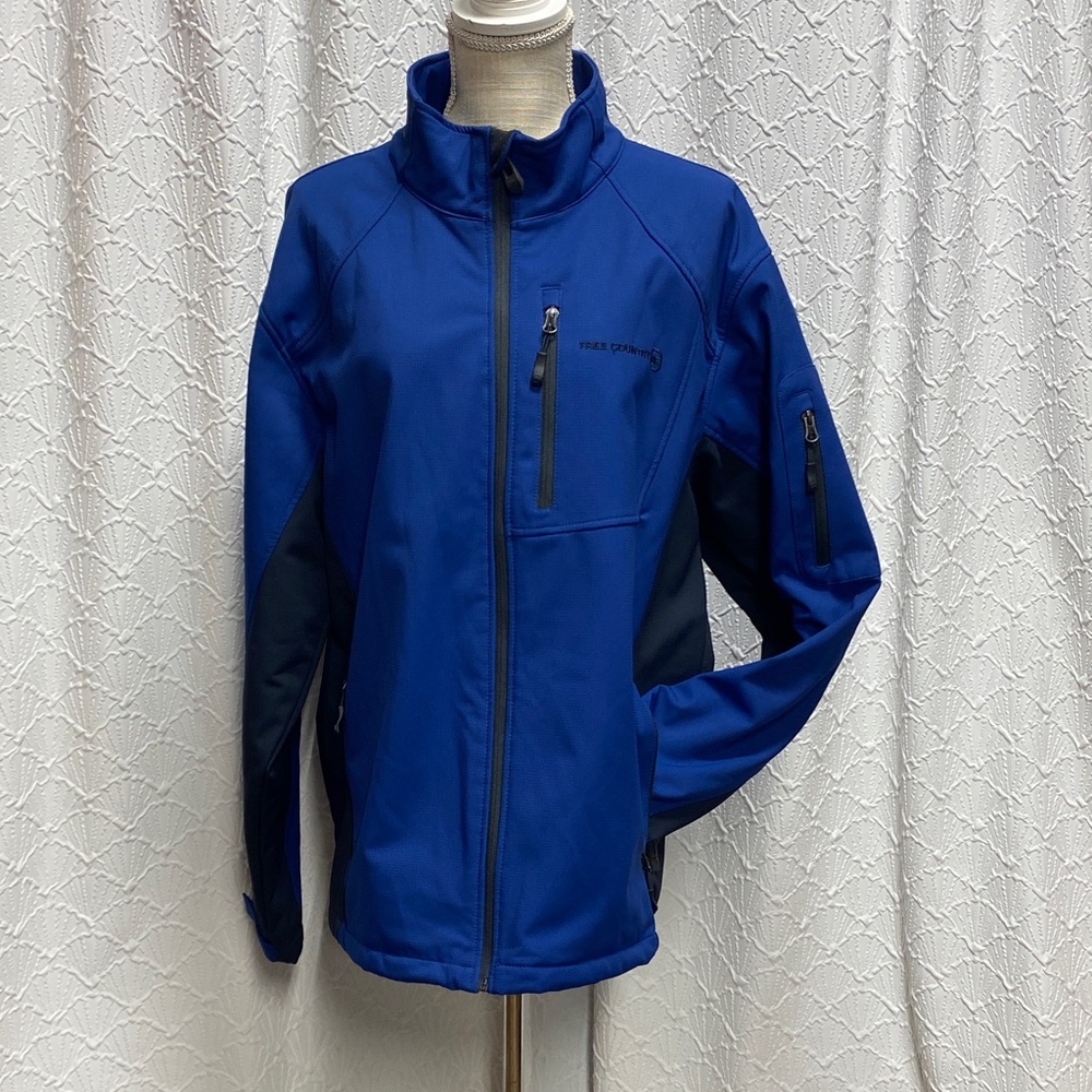Free Country size XL Men's Blue and‎ Black Performance Jacket Multi pockets warm
